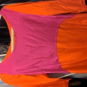 100% silk pink & orange colour block dress by Eliza J, size 12